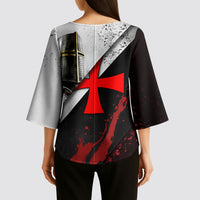 Knights Templar Kimono Sleeve Blouse Crusader Warrior Full Armor Red Cross