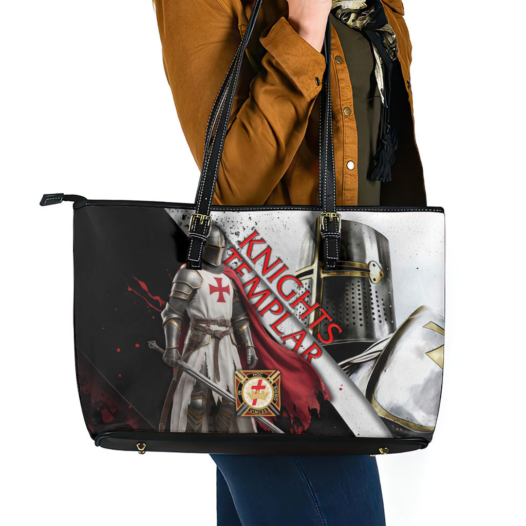 Knights Templar Leather Tote Bag Crusader Warrior Full Armor Red Cross