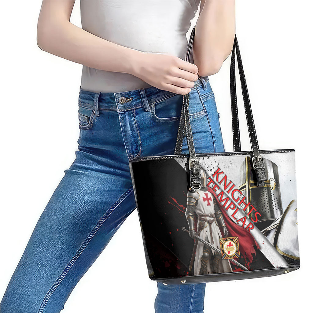Knights Templar Leather Tote Bag Crusader Warrior Full Armor Red Cross