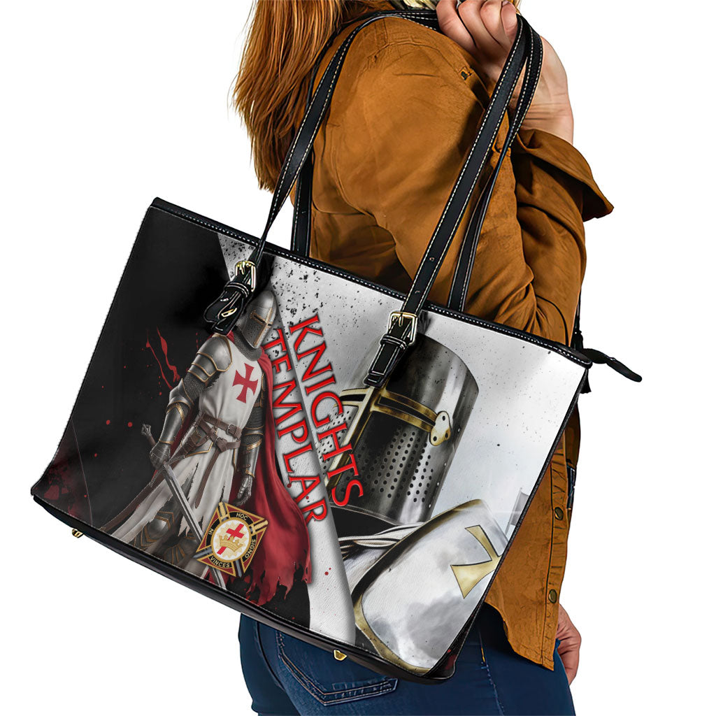 Knights Templar Leather Tote Bag Crusader Warrior Full Armor Red Cross