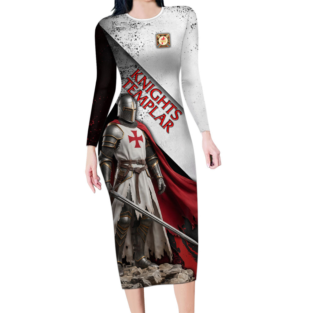 Knights Templar Long Sleeve Bodycon Dress Crusader Warrior Full Armor Red Cross