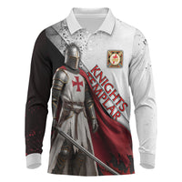 Knights Templar Long Sleeve Polo Shirt Crusader Warrior Full Armor Red Cross