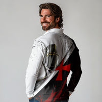 Knights Templar Long Sleeve Polo Shirt Crusader Warrior Full Armor Red Cross