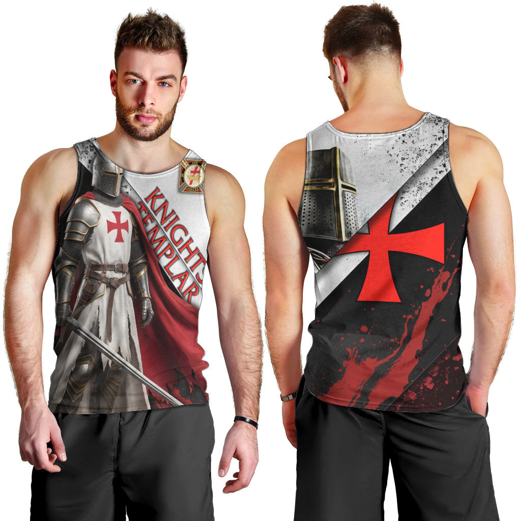 Knights Templar Men Tank Top Crusader Warrior Full Armor Red Cross