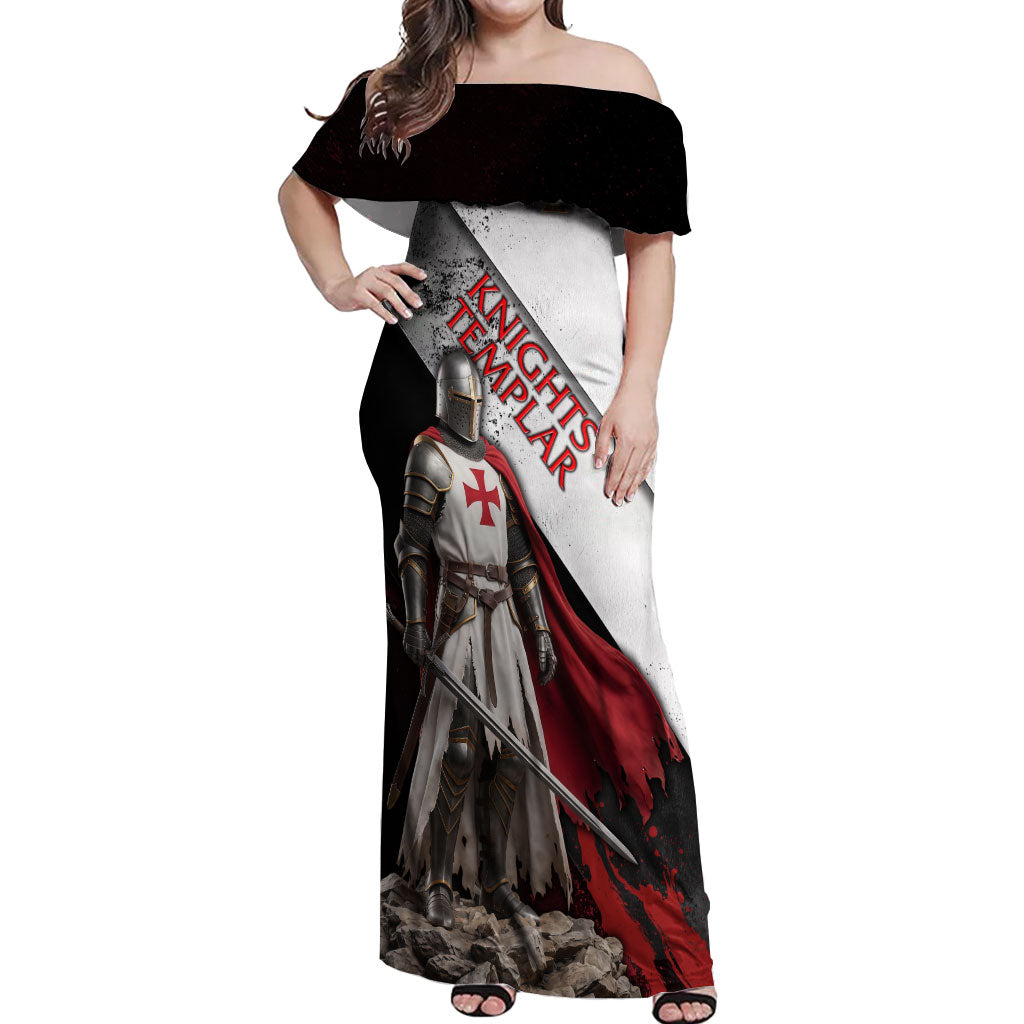 Knights Templar Off Shoulder Maxi Dress Crusader Warrior Full Armor Red Cross