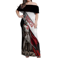 Knights Templar Off Shoulder Maxi Dress Crusader Warrior Full Armor Red Cross