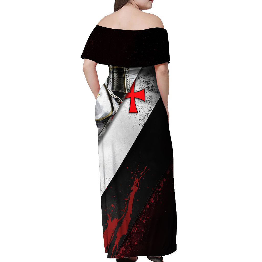 Knights Templar Off Shoulder Maxi Dress Crusader Warrior Full Armor Red Cross