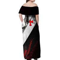 Knights Templar Off Shoulder Maxi Dress Crusader Warrior Full Armor Red Cross
