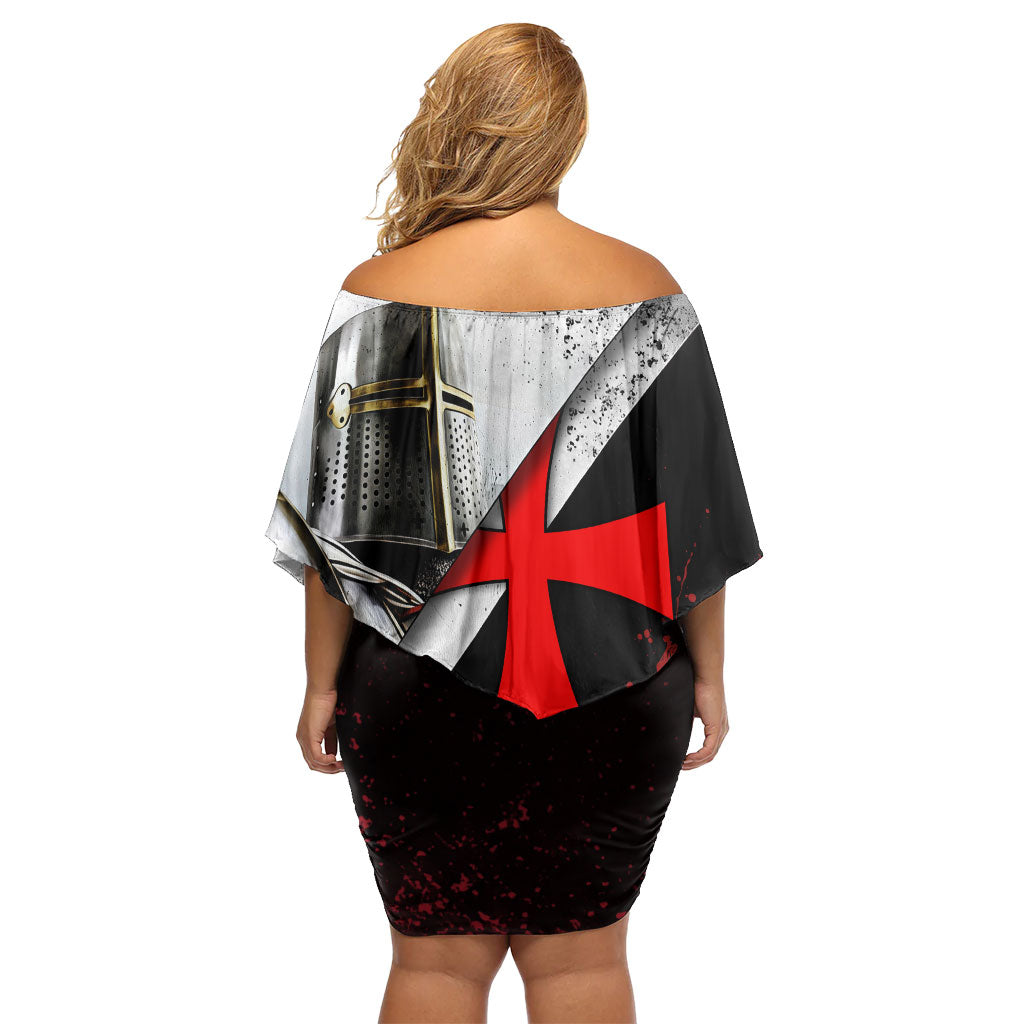 Knights Templar Off Shoulder Short Dress Crusader Warrior Full Armor Red Cross