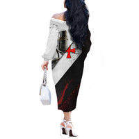 Knights Templar Off The Shoulder Long Sleeve Dress Crusader Warrior Full Armor Red Cross
