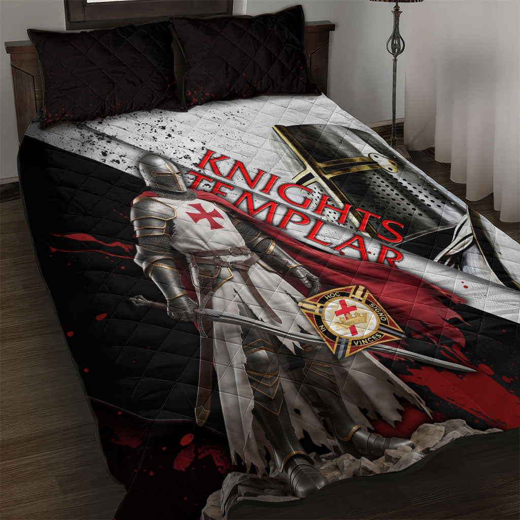 Knights Templar Quilt Bed Set Crusader Warrior Full Armor Red Cross