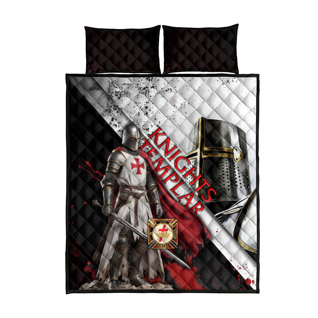 Knights Templar Quilt Bed Set Crusader Warrior Full Armor Red Cross