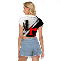 Knights Templar Raglan Cropped T Shirt Crusader Warrior Full Armor Red Cross