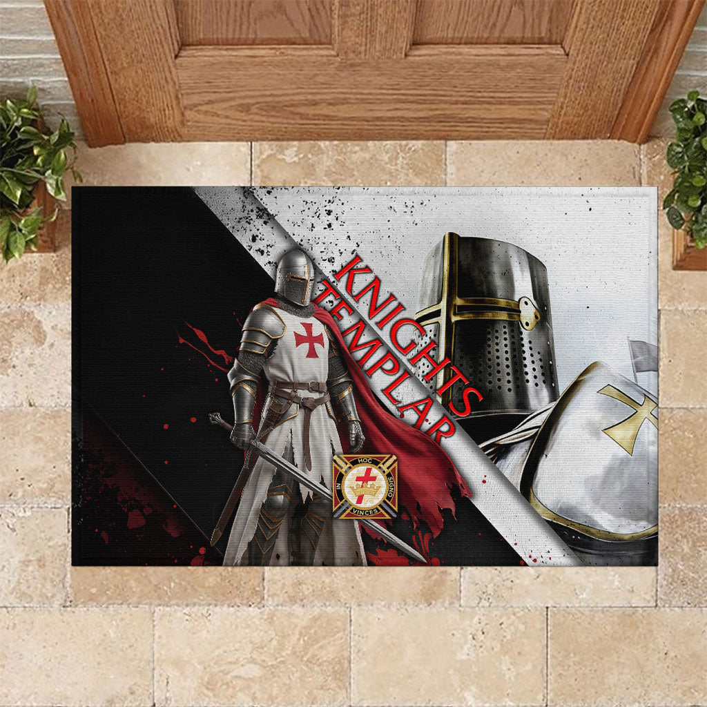 Knights Templar Rubber Doormat Crusader Warrior Full Armor Red Cross