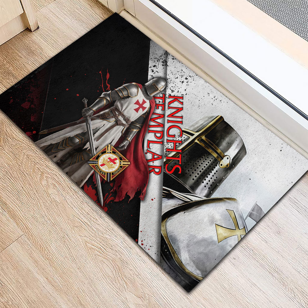 Knights Templar Rubber Doormat Crusader Warrior Full Armor Red Cross