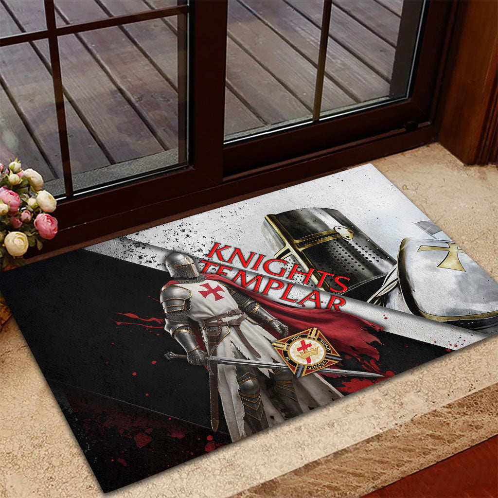 Knights Templar Rubber Doormat Crusader Warrior Full Armor Red Cross
