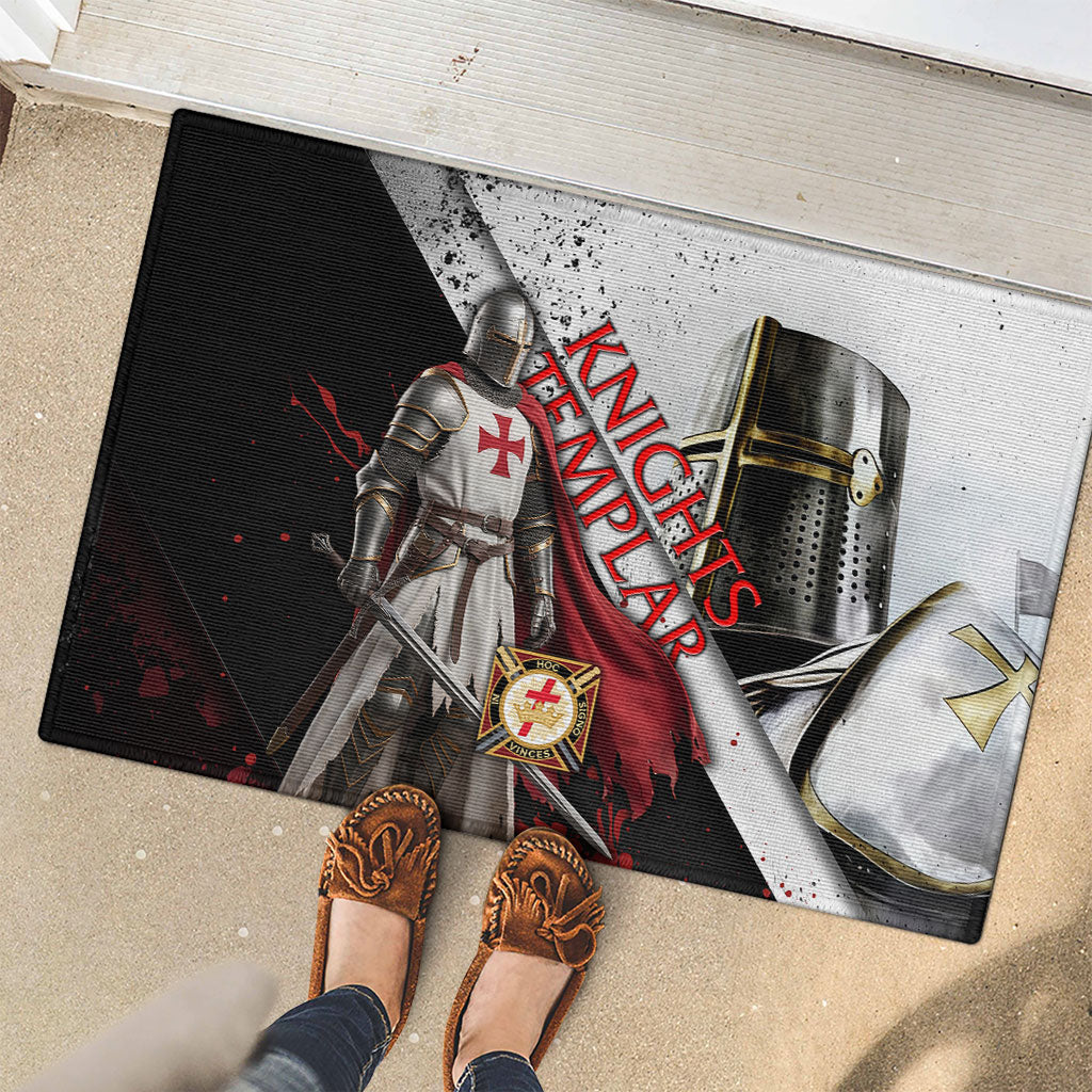 Knights Templar Rubber Doormat Crusader Warrior Full Armor Red Cross