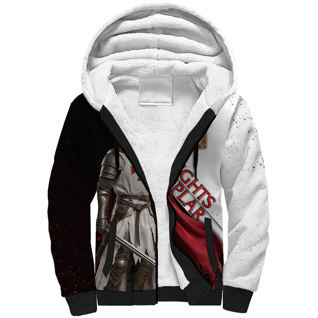 Knights Templar Sherpa Hoodie Crusader Warrior Full Armor Red Cross