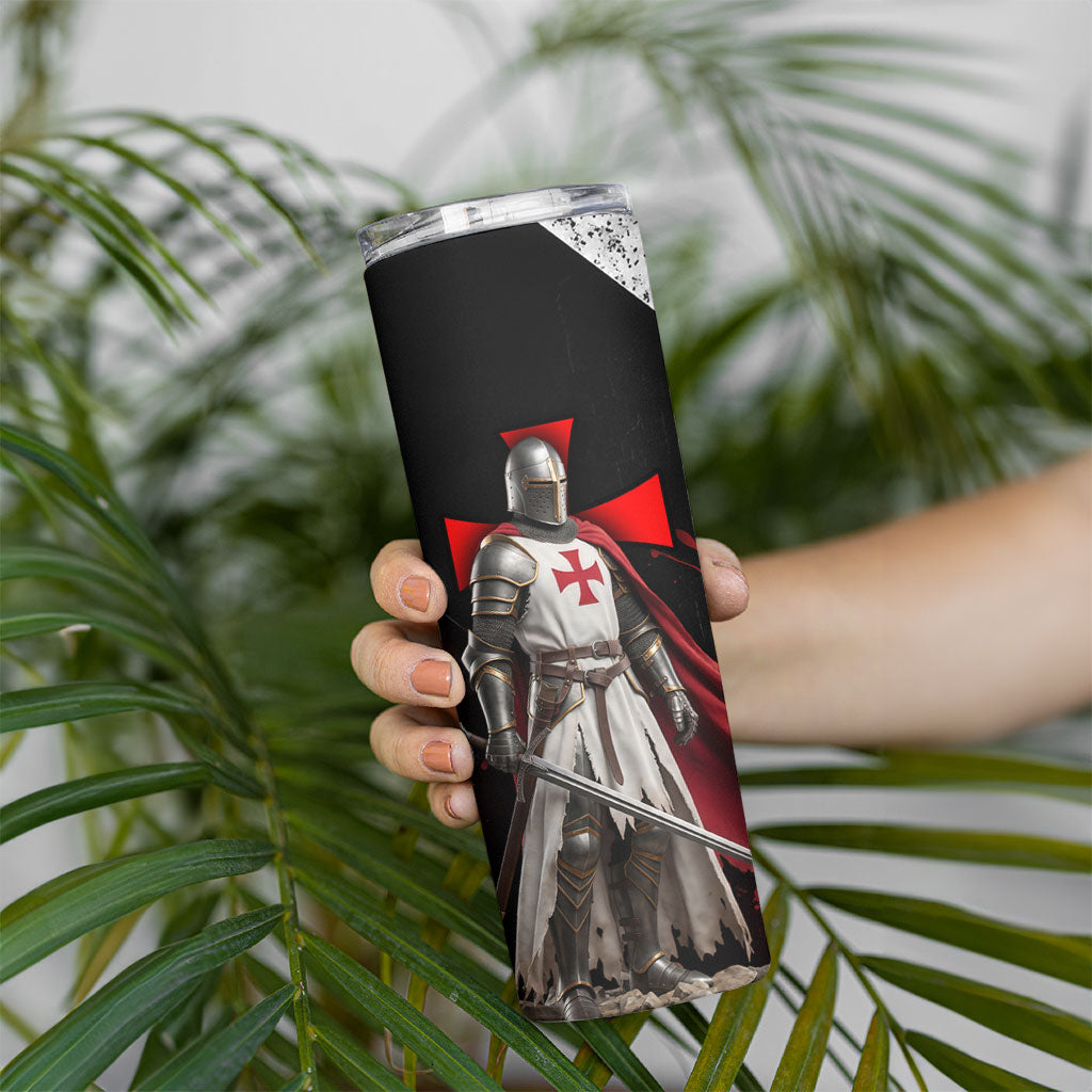 Knights Templar Skinny Tumbler Crusader Warrior Full Armor Red Cross