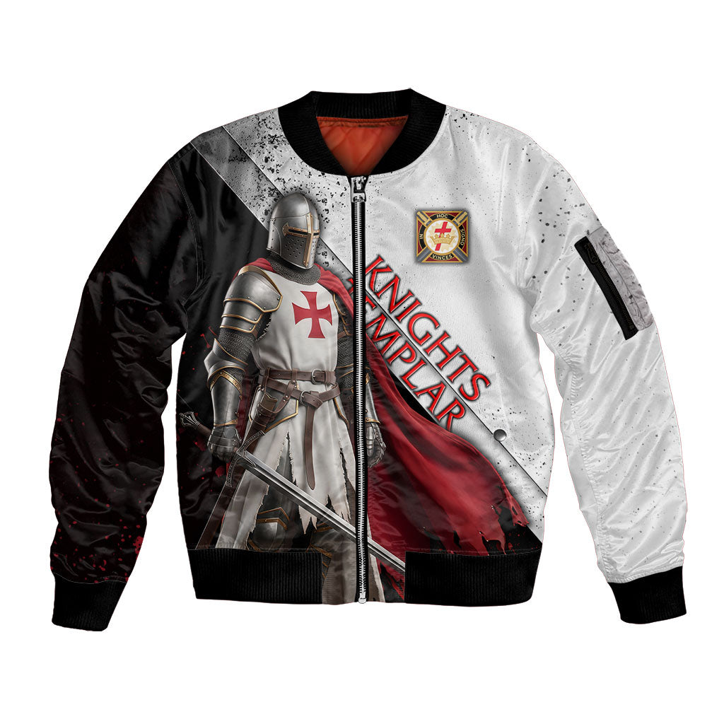 Knights Templar Sleeve Zip Bomber Jacket Crusader Warrior Full Armor Red Cross