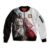 Knights Templar Sleeve Zip Bomber Jacket Crusader Warrior Full Armor Red Cross