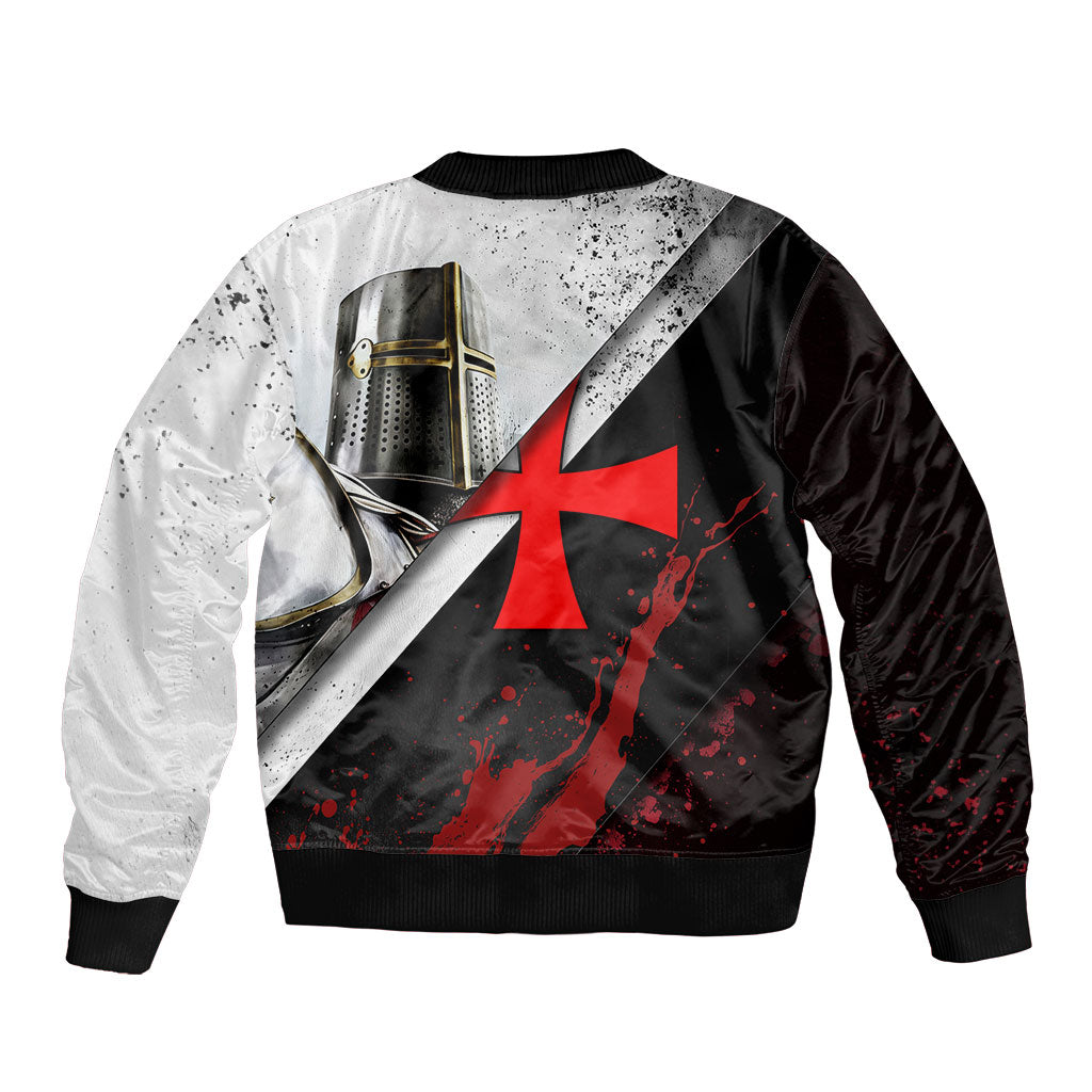 Knights Templar Sleeve Zip Bomber Jacket Crusader Warrior Full Armor Red Cross