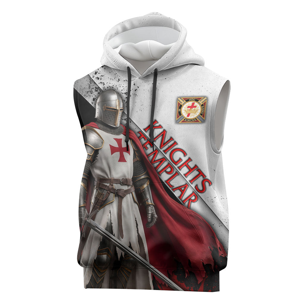 Knights Templar Sleeveless Hoodie Crusader Warrior Full Armor Red Cross