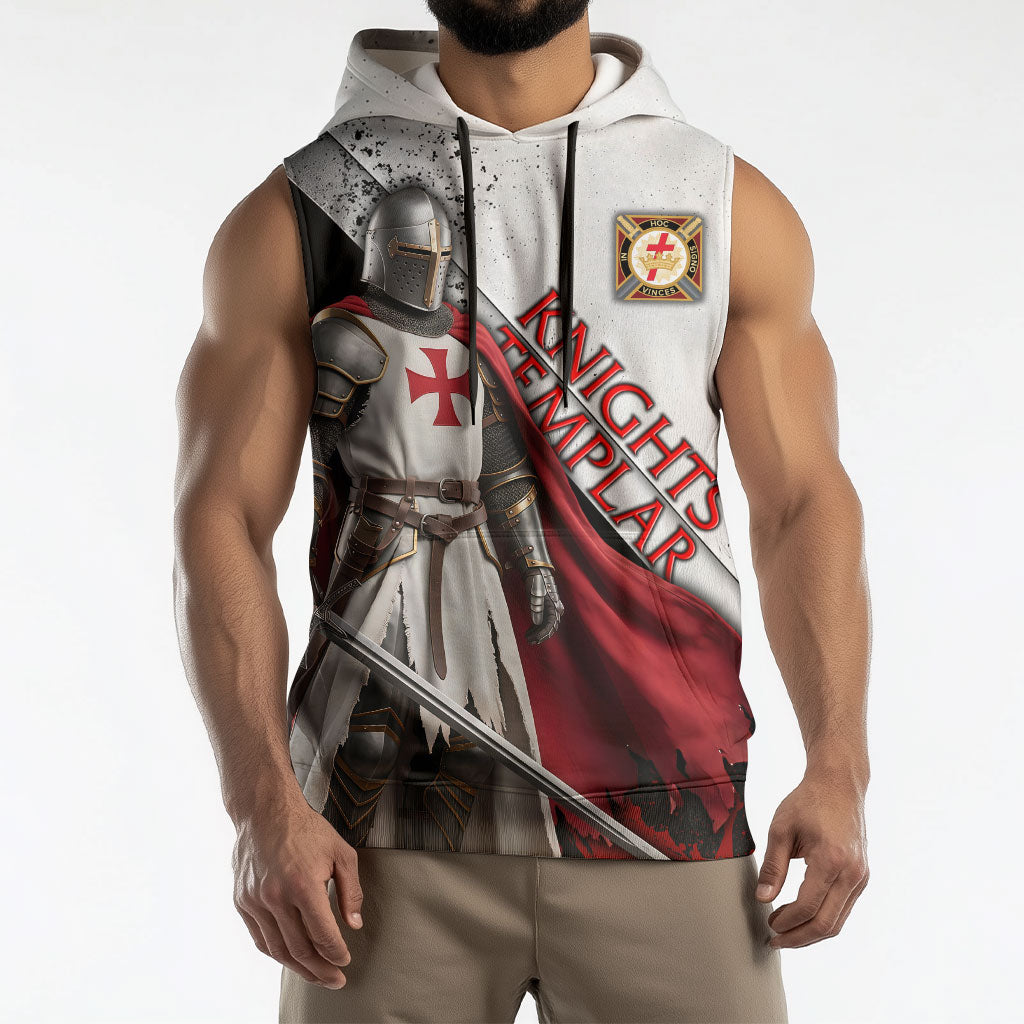 Knights Templar Sleeveless Hoodie Crusader Warrior Full Armor Red Cross