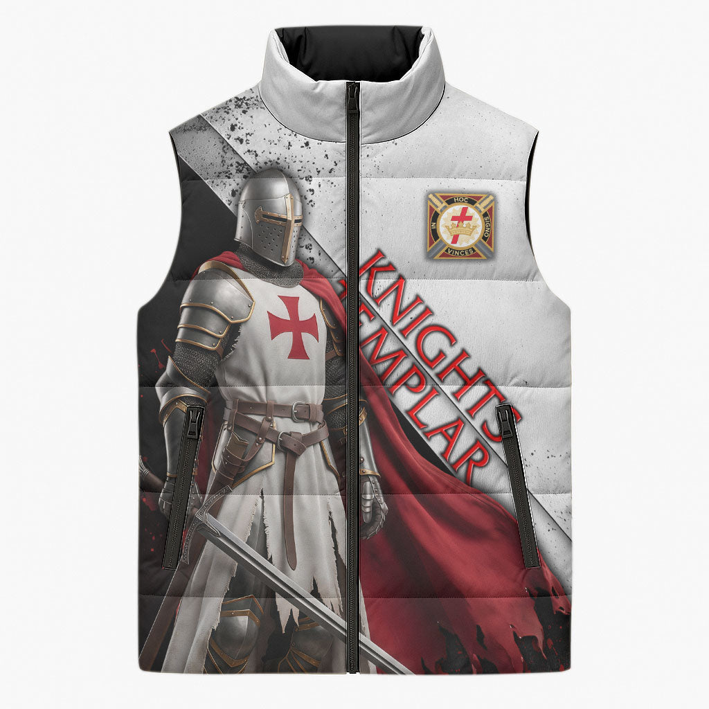 Knights Templar Sleeveless Puffer Jacket Crusader Warrior Full Armor Red Cross