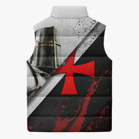 Knights Templar Sleeveless Puffer Jacket Crusader Warrior Full Armor Red Cross