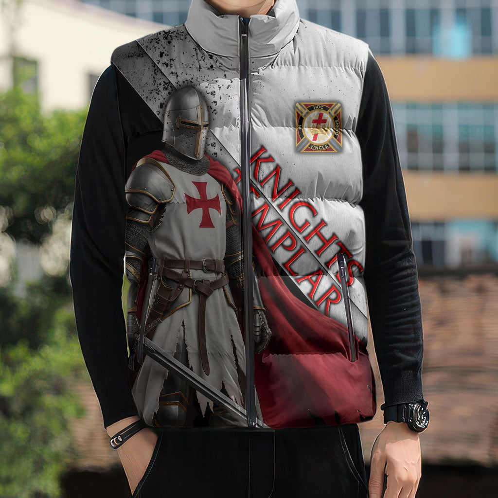 Knights Templar Sleeveless Puffer Jacket Crusader Warrior Full Armor Red Cross