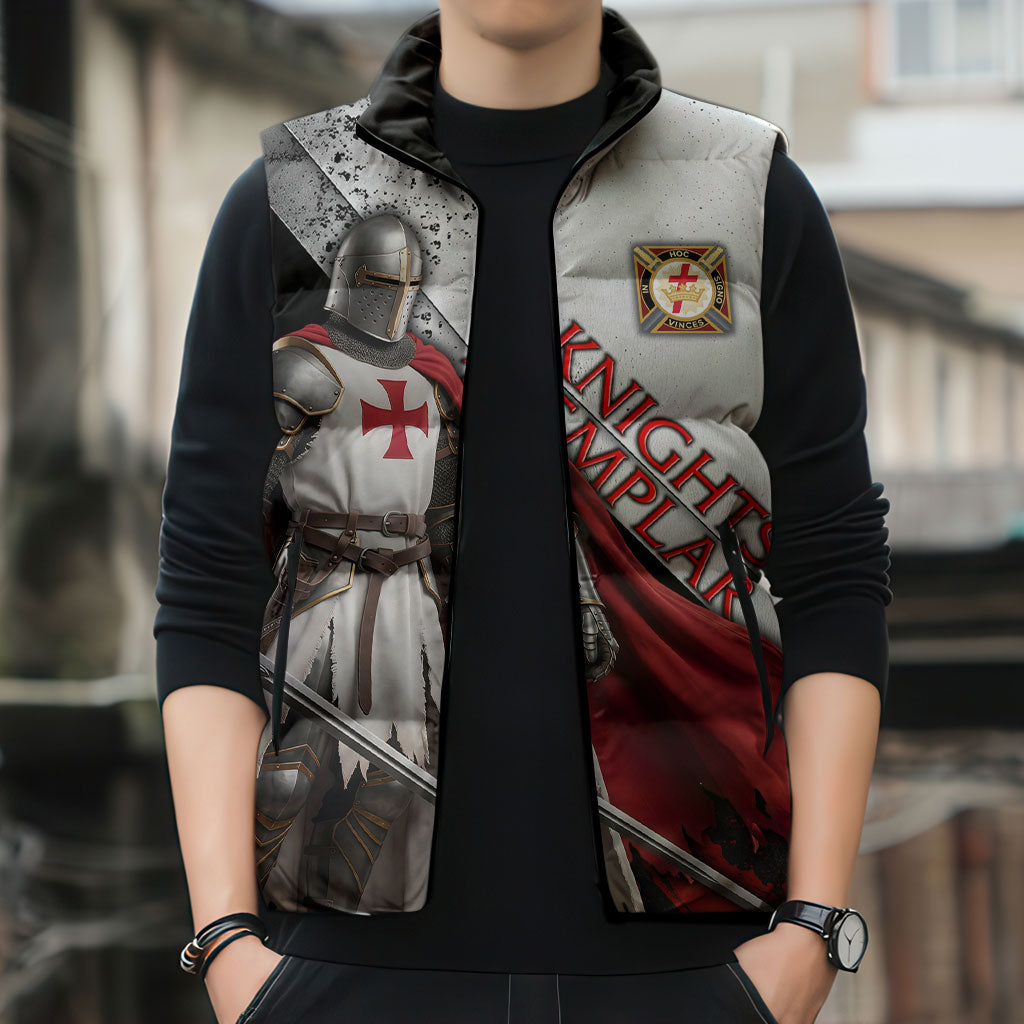 Knights Templar Sleeveless Puffer Jacket Crusader Warrior Full Armor Red Cross