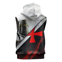Knights Templar Sleeveless Zip Hoodie Crusader Warrior Full Armor Red Cross