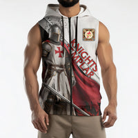 Knights Templar Sleeveless Zip Hoodie Crusader Warrior Full Armor Red Cross