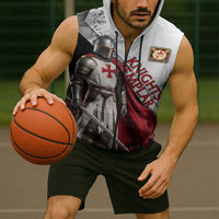 Knights Templar Sleeveless Zip Hoodie Crusader Warrior Full Armor Red Cross