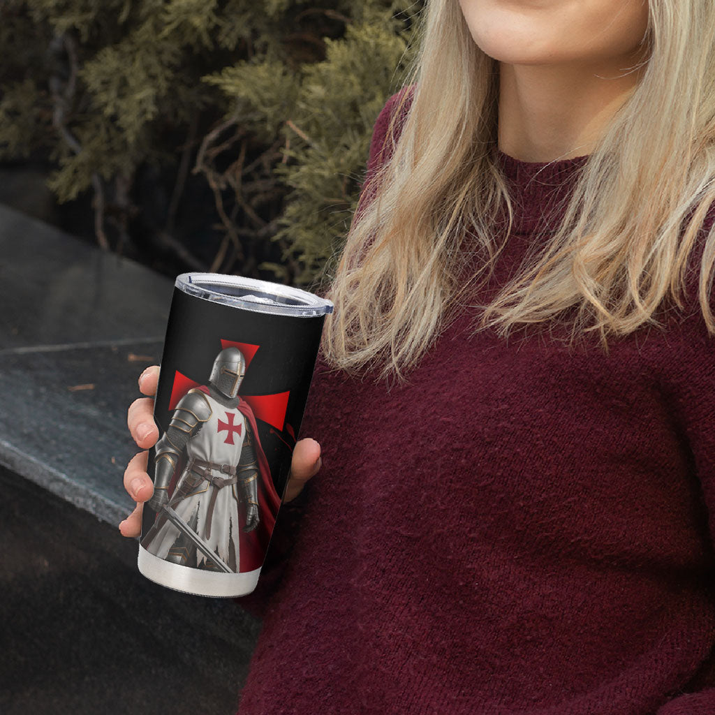 Knights Templar Tumbler Cup Crusader Warrior Full Armor Red Cross