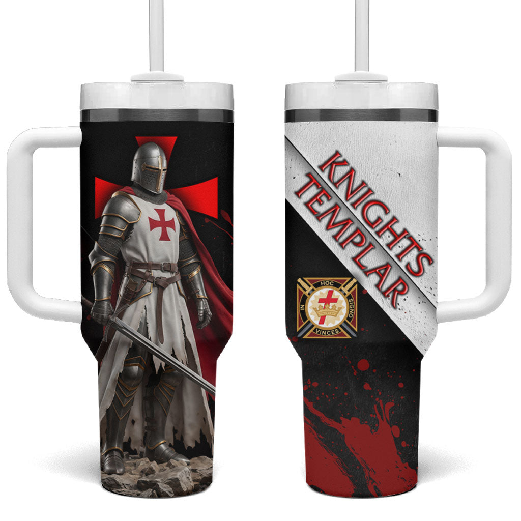 Knights Templar Tumbler With Handle Crusader Warrior Full Armor Red Cross