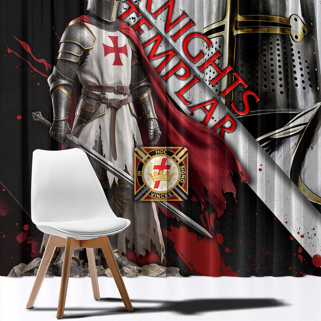 Knights Templar Window Curtain Crusader Warrior Full Armor Red Cross