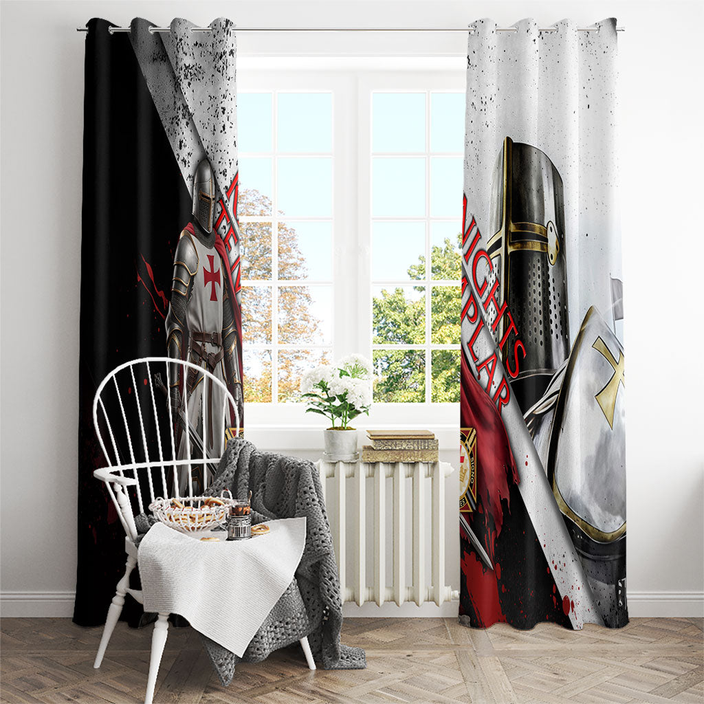 Knights Templar Window Curtain Crusader Warrior Full Armor Red Cross