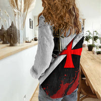 Knights Templar Women Casual Shirt Crusader Warrior Full Armor Red Cross
