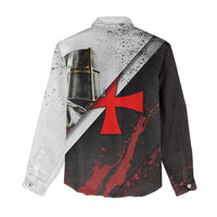 Knights Templar Women Casual Shirt Crusader Warrior Full Armor Red Cross