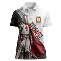 Knights Templar Women Polo Shirt Crusader Warrior Full Armor Red Cross