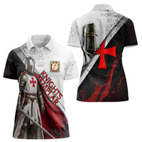 Knights Templar Women Polo Shirt Crusader Warrior Full Armor Red Cross