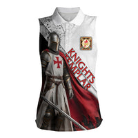 Knights Templar Women Sleeveless Polo Shirt Crusader Warrior Full Armor Red Cross