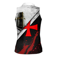Knights Templar Women Sleeveless Polo Shirt Crusader Warrior Full Armor Red Cross