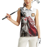 Knights Templar Women Sleeveless Polo Shirt Crusader Warrior Full Armor Red Cross