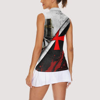 Knights Templar Women Sleeveless Polo Shirt Crusader Warrior Full Armor Red Cross