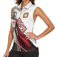 Knights Templar Women Sleeveless Polo Shirt Crusader Warrior Full Armor Red Cross