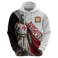 Knights Templar Zip Hoodie Crusader Warrior Full Armor Red Cross