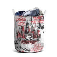 Personalized Chicago City Skyline Laundry Basket Urban Graffiti - Cloud Gate - Windy City Typography